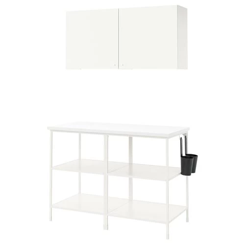 Комбинация для хранения - IKEA ENHET, 123х63.5х207 см, белый, ЭНХЕТ ИКЕА (изображение №1)