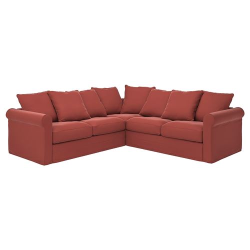 4-местный угловой диван - IKEA GRÖNLID/GRONLID, 98x252см, красный, ГРЕНЛИД ИКЕА
