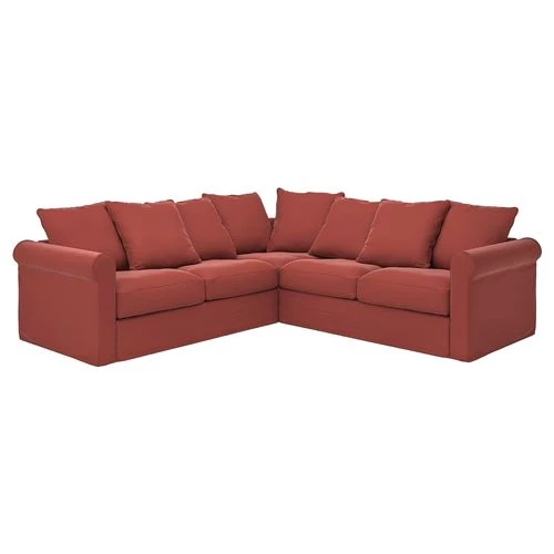 4-местный угловой диван - IKEA GRÖNLID/GRONLID, 98x252см, красный, ГРЕНЛИД ИКЕА (изображение №1)