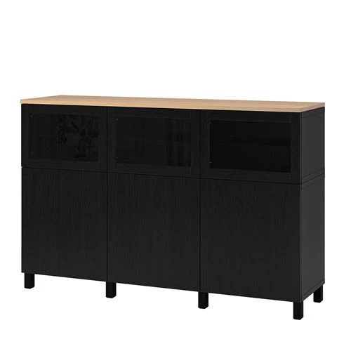 Комбинация для хранения - IKEA BESTÅ/BESTA/БЕСТА/БЕСТО ИКЕА, 180x42x114 см, черный (изображение №1)