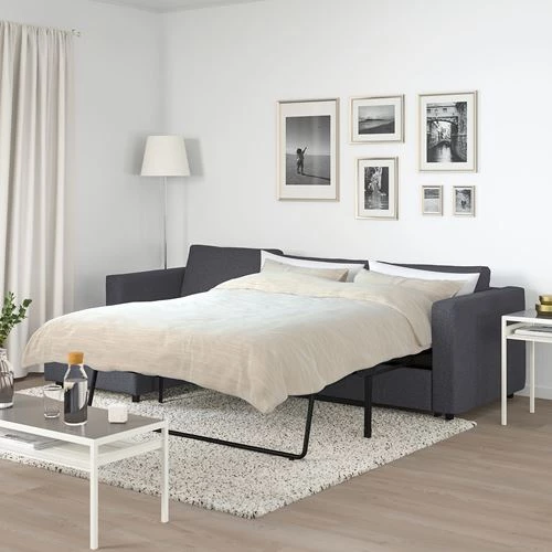 Диван-кровать угловой 2-местный - IKEA VIMLE, 271х98/241х83 см, серый, ВИМЛЕ ИКЕА (изображение №3)
