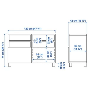 Тумба под ТВ - IKEA BESTÅ/BESTA, 120x42x74 см, белый, Бесто ИКЕА