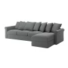 3-местный диван и козетка - IKEA GRÖNLID/GRONLID,  98x328см, серый, ГРЕНЛИД ИКЕА