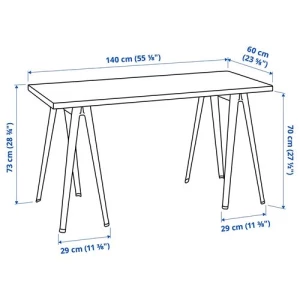 Письменный стол - IKEA MITTCIRKEL/NARSPEL, 140х60 см, сосна/черный, МИТЦИРКЕЛЬ/НЭРСПЕЛЬ ИКЕА