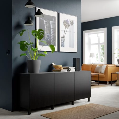 Комбинация для хранения - IKEA BESTÅ/BESTA/ БЕСТА/БЕСТО ИКЕА, 180x40x74 см, черный, (изображение №3)