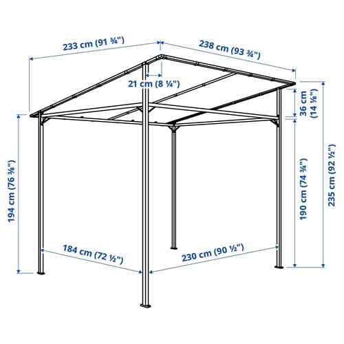 Беседка - IKEA GUNNÖN/GUNNON, 238x233 см, серый, ГУННЁН ИКЕА (изображение №8)