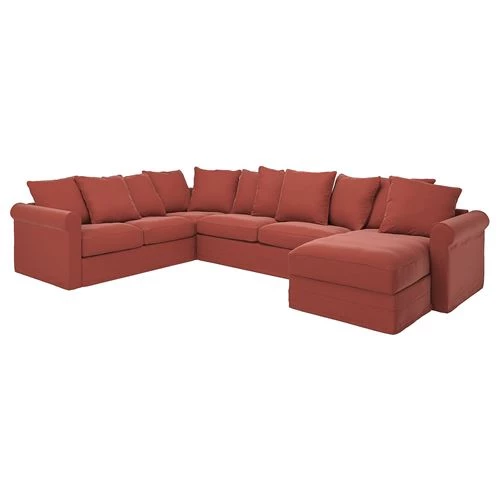 4-местный угловой диван-кровать и шезлонг - IKEA GRÖNLID/GRONLID,  98x252/352см, красный, ГРЕНЛИД ИКЕА (изображение №2)