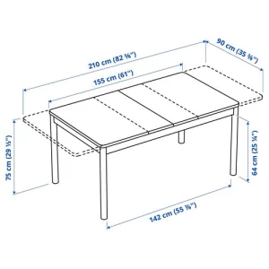 Раздвижной обеденный стол - IKEA RÖNNINGE, 210/155х90х75 см, коричневый, РЁННИНГЕ ИКЕА