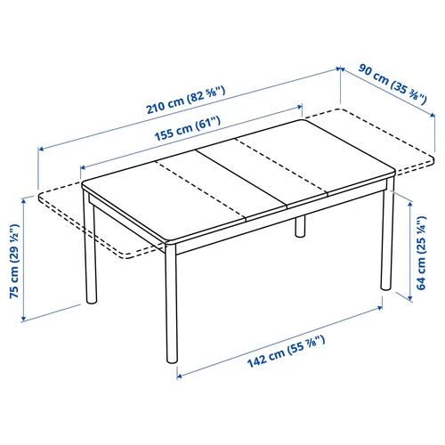 Раздвижной обеденный стол - IKEA RÖNNINGE, 210/155х90х75 см, коричневый, РЁННИНГЕ ИКЕА (изображение №9)