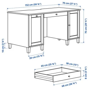 Письменный стол с ящиками - IKEA IDANÄS/IDANAS, 152х70 см, коричневый, ИДАНЭС/ИДАНАС ИКЕА