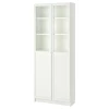 Книжный шкаф с дверцей - BILLY/OXBERG IKEA/ БИЛЛИ/ОКСБЕРГ ИКЕА, 30х80х202 см, белый (изображение №1)