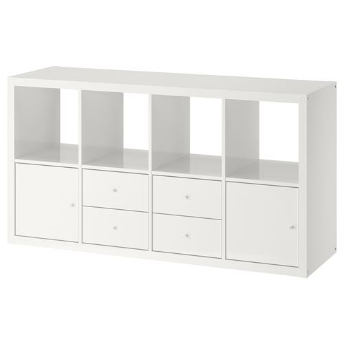 Стеллаж 8 ячеек с ящиками и дверцами - IKEA KALLAX, 77х147 см, белый, КАЛЛАКС ИКЕА