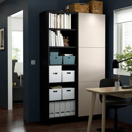 Книжный шкаф с дверцей - IKEA BESTÅ/BESTA, 120x42x202 см, черный, Беста/Бесто (изображение №3)