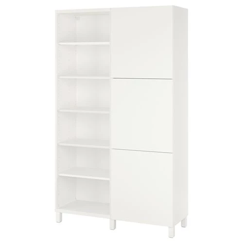 Книжный шкаф с дверцей - IKEA BESTA, 120x42x202 см, белый, БЕСТА ИКЕА (изображение №1)