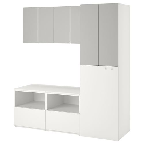 Шкаф детский - IKEA PLATSA/SMÅSTAD/SMASTAD, 180x57x196 см, белый/серый, ИКЕА