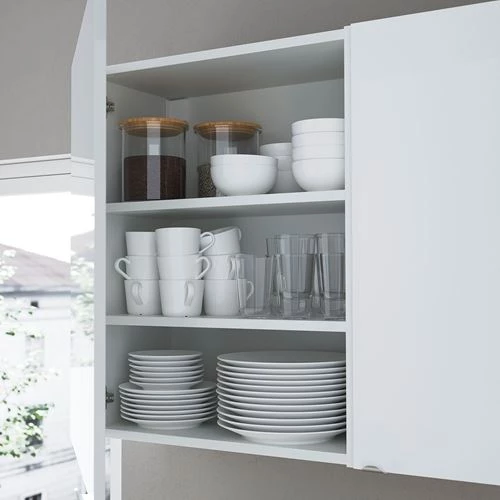 Стеллаж - IKEA ENHET, 120х30х150 см, белый/белый глянцевый, ЭНХЕТ ИКЕА (изображение №6)
