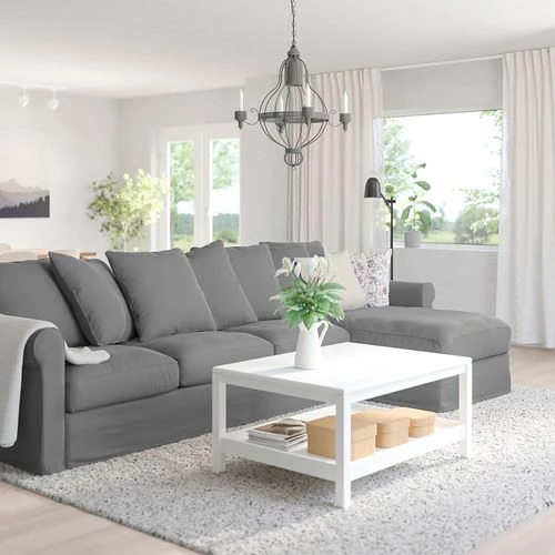 3-местный диван и козетка - IKEA GRÖNLID/GRONLID,  98x328см, серый, ГРЕНЛИД ИКЕА (изображение №2)