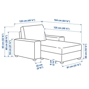 Кресло-кровать - IKEA VIMLE, 125х164х83 см, серый, ВИМЛЕ ИКЕА