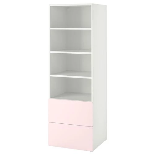 Детский книжный шкаф - PLATSA/SMÅSTAD IKEA/ ПЛАТСА/СМАСТАД ИКЕА, 57х60х181 см, белый/розовый (изображение №1)