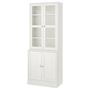 Комбинация для хранения со стеклянными дверцами - IKEA HAVSTA/ХАВСТА ИКЕА, 81x47x212 см, белый