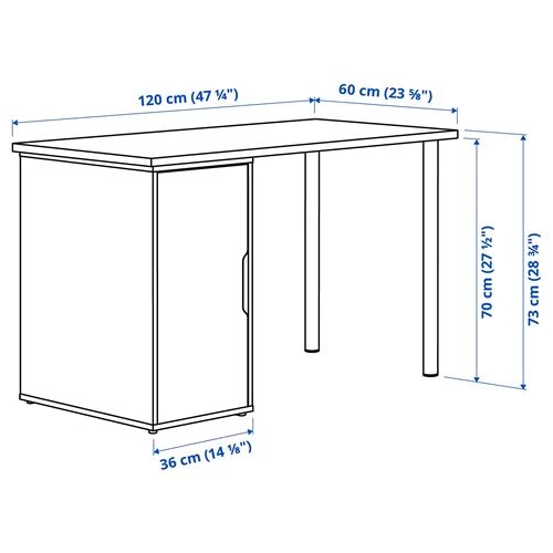 Письменный стол с ящиком - IKEA LAGKAPTEN/ALEX, 120x60 см, черно-коричневый/бирюзовый, АЛЕКС/ЛАГКАПТЕН ИКЕА (изображение №6)