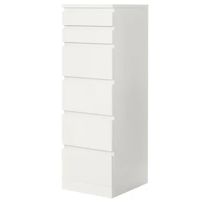 Комод с 6 ящиками - IKEA MALM, 123х40х48 см, белый  МАЛЬМ ИКЕА