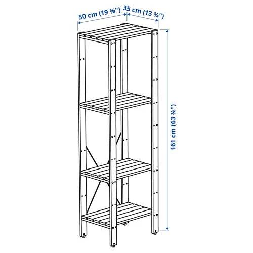 Стеллаж - IKEA TORDH, 50х35х161 см, коричневый, ТУРД ИКЕА (изображение №6)