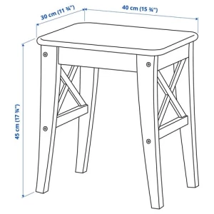 Табурет деревянный - IKEA INGOLF/ИНГОЛЬФ ИКЕА, 45х40х30 см, белый