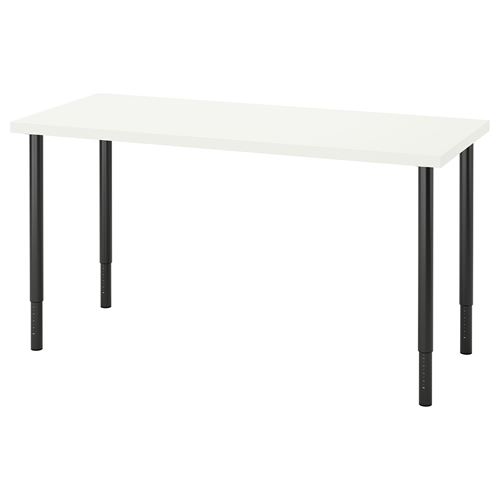 Письменный стол - IKEA LAGKAPTEN/OLOV, 140х60х63-93 см, белый/черный, ЛАГКАПТЕН/ОЛОВ ИКЕА