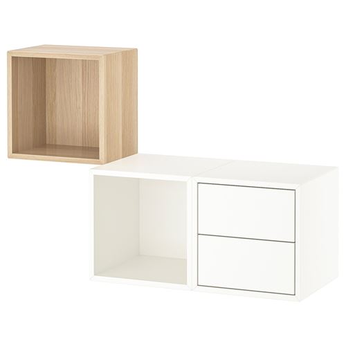 Комбинация навесных шкафов - IKEA EKET, 105x35x70 см, беленый дуб/белый, ЭКЕТ ИКЕА