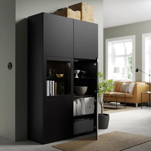 Комбинация для хранения - IKEA BESTÅ/BESTA/Беста/Бесто ИКЕА, 120x42x193 см, черный, (изображение №2)