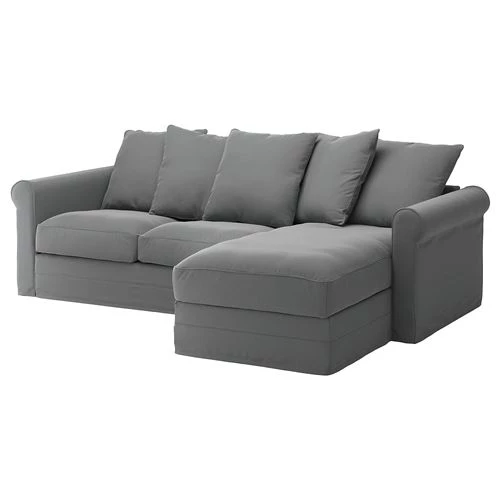 2-местный диван и шезлонг - IKEA GRÖNLID/GRONLID, 98x258см, серый, ГРЕНЛИД ИКЕА (изображение №1)