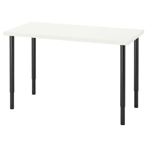 Письменный стол - IKEA LAGKAPTEN/OLOV, 120х60х63-93 см см, белый/черный, ЛАГКАПТЕН/ОЛОВ ИКЕА (изображение №1)