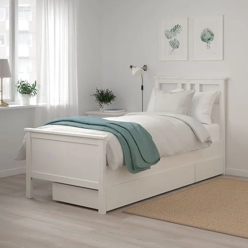 Основание односпальной кровати - IKEA HEMNES/LINDBÅDEN, 90x200 см, белый, Хемнэс/Линдбаден ИКЕА (изображение №2)