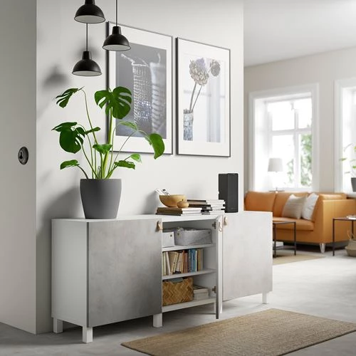 Комбинация для хранения - IKEA BESTÅ/BESTA/БЕСТА/БЕСТО ИКЕА, 180x42x74 см, серый (изображение №2)