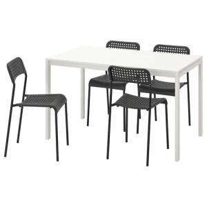 Стол и 4 стула - IKEA MELLTORP/ADDE, 125х75 см, белый/черный, МЕЛЬТОРП/АДДЕ ИКЕА