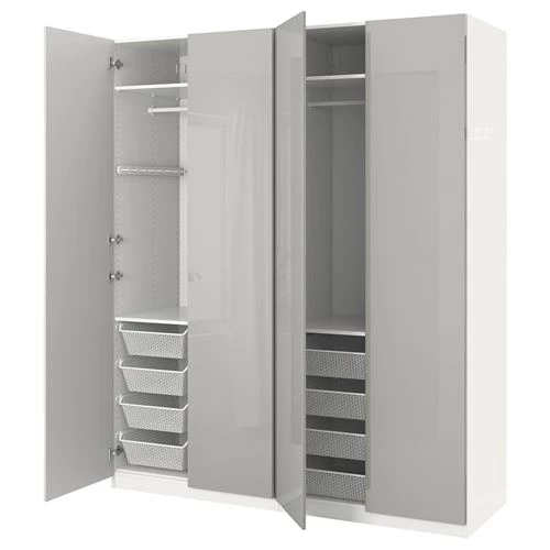 Платяной шкаф - PAX/FARDAL IКЕА/ ПАКС/ФАРДАЛЬ ИКЕА, 200х60х236 см, светло-серый (изображение №1)