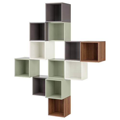 Навесная комбинация шкафов - IKEA EKET, 175x35x210 см, белый/светло-зеленый/темно-серый, ЭКЕТ ИКЕА