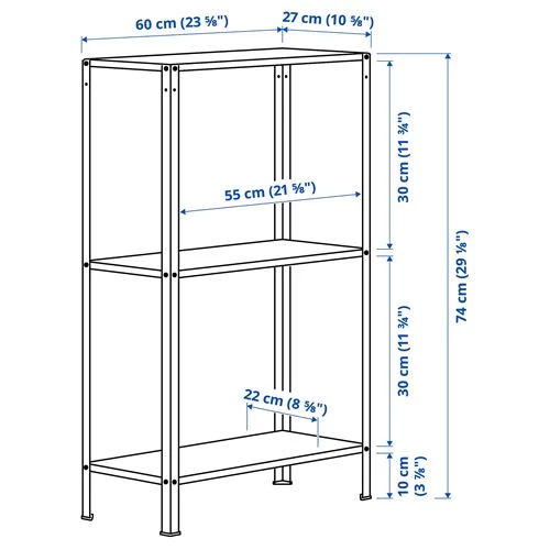 Стеллаж - IKEA HYLLIS, 60х27х74 см, оцинкованный, ХИЛЛИС ИКЕА (изображение №6)