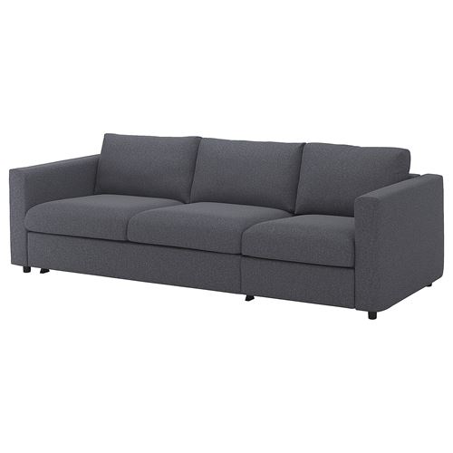 Диван-кровать 3-местный - IKEA VIMLE, 261х98/241х83 см, серый, ВИМЛЕ ИКЕА