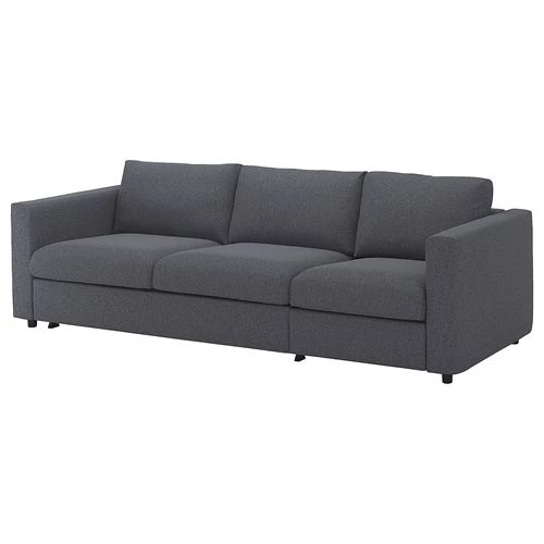 Диван-кровать 3-местный - IKEA VIMLE, 261х98/241х83 см, серый, ВИМЛЕ ИКЕА (изображение №1)
