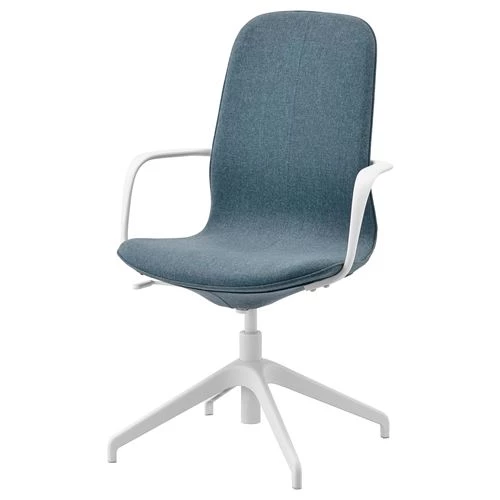Офисный стул - IKEA LÅNGFJÄLL/LANGFJALL, 67x67x104см, белый/синий, ЛОНГФЬЕЛЛЬ ИКЕА (изображение №1)