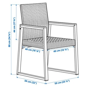 Кресло садовое - IKEA VÄRMANSÖ/VARMANSO, 88х59 см, коричневый, ИКЕА