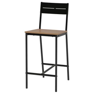 Барный стул - IKEA ИКЕА SANDSBERG , 37х39х91 см, черный/коричневая морилка