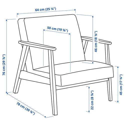 Кресло - EKENÄSET IKEA/ЭКЕНЭСЕТ ИКЕА, 76х64 см, бежевый (изображение №5)