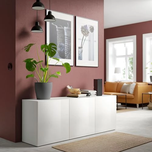 Комбинация для хранения - IKEA BESTÅ/BESTA/БЕСТА/БЕСТО ИКЕА, 180x42x65 см, белый, (изображение №3)