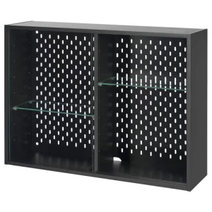 Шкаф со стеклянными дверцами  - UPPSPEL IKEA/ ЮППСПЕЛ ИКЕА, 76x56х20 см, черный