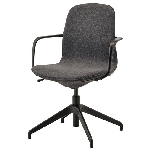 Офисный стул - IKEA LÅNGFJÄLL/LANGFJALL, 67x67x92см,  серый/черный, ЛЭНГФЬЮЭЛЬ ИКЕА