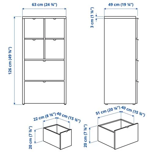 Комод с 6 ящиками - IKEA VISTHUS/ВИСТУС ИКЕА, 126х49х63 см, белый (изображение №4)