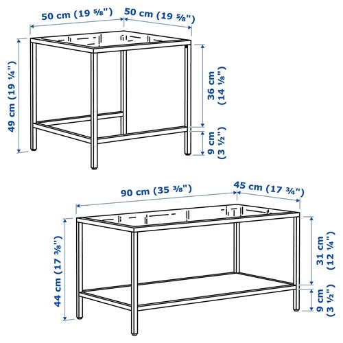 Комплект столов, 2 шт. - IKEA VITTSJÖ/ИКЕА ВИТШЁ , черно-коричневый/стекло (изображение №8)